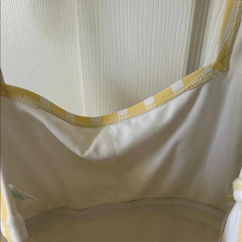 Yellow & White Striped Tie-Shoulder One-Piece Swimsuit
